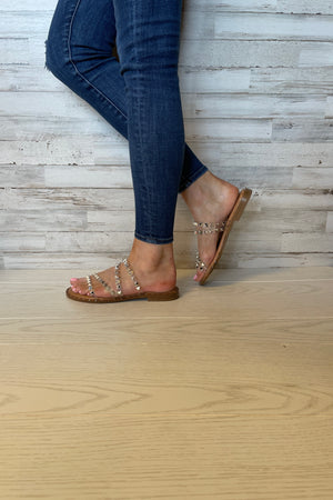 Beach Please Studded Sandals-Clear