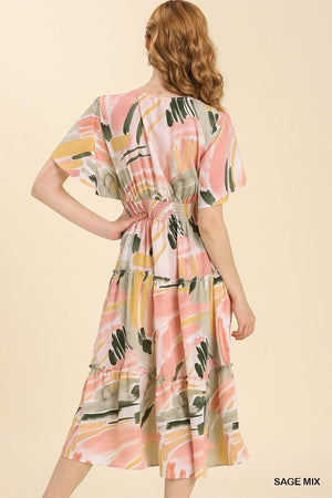 Abstract Midi Tier Dress