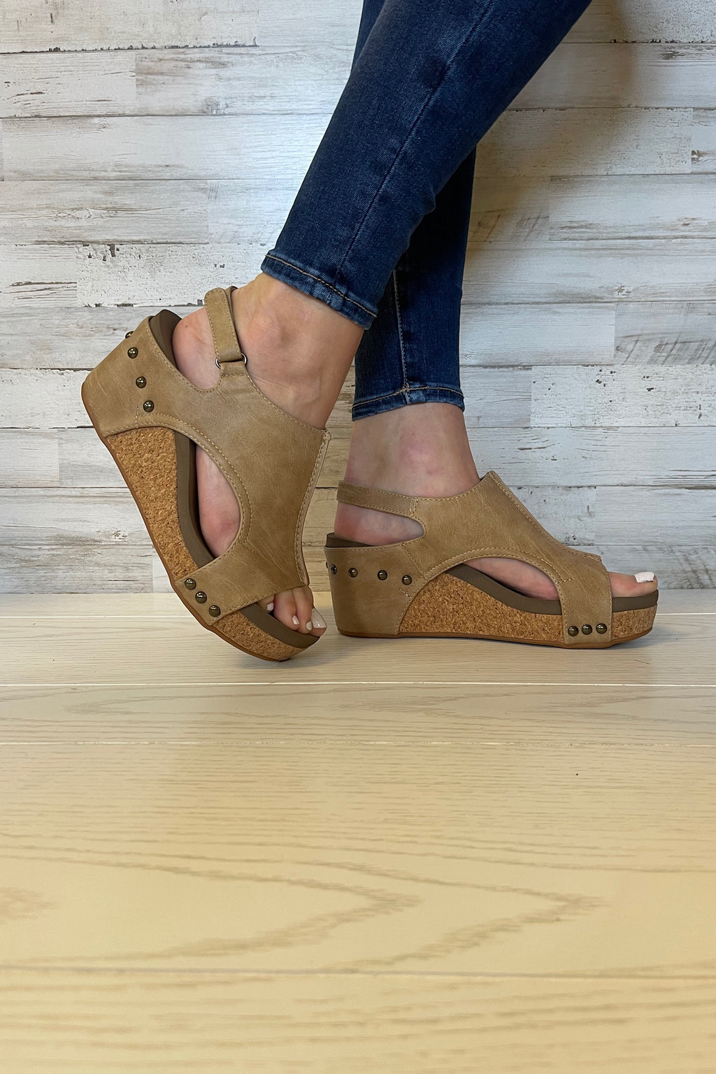 Carley Wedges- Taupe Smooth