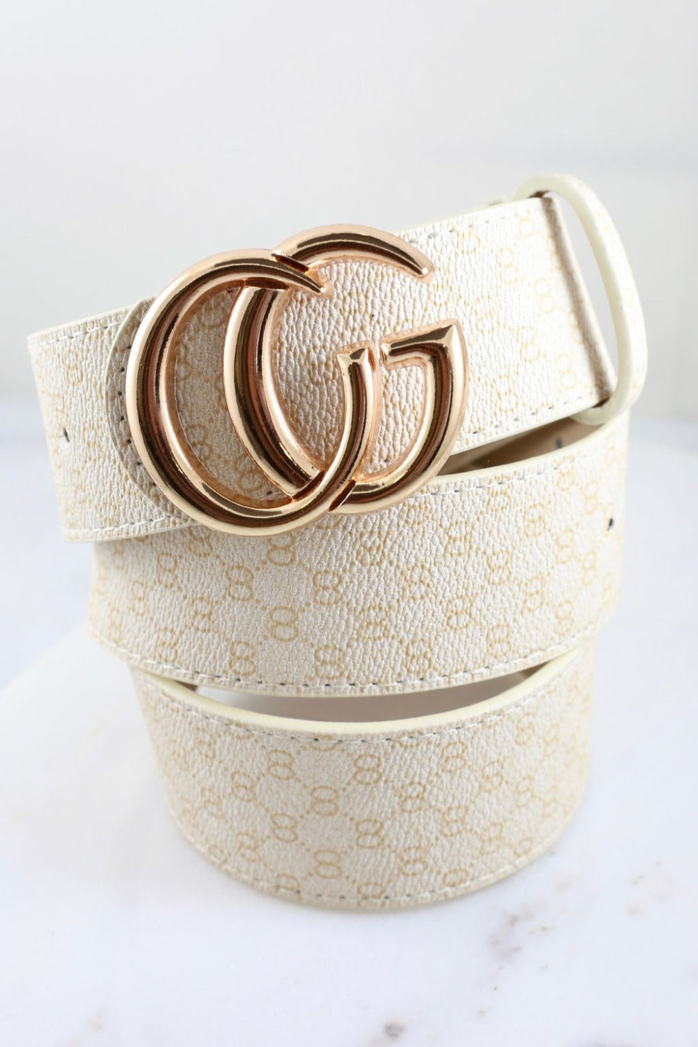 Kerry Designer Inspired CG Buckle Patterned Belt 1.5"