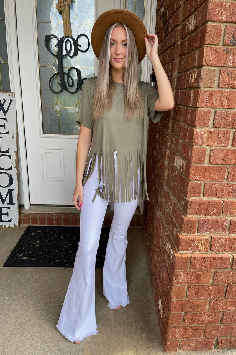 Fray Bottom High Rise Flare Jeans
