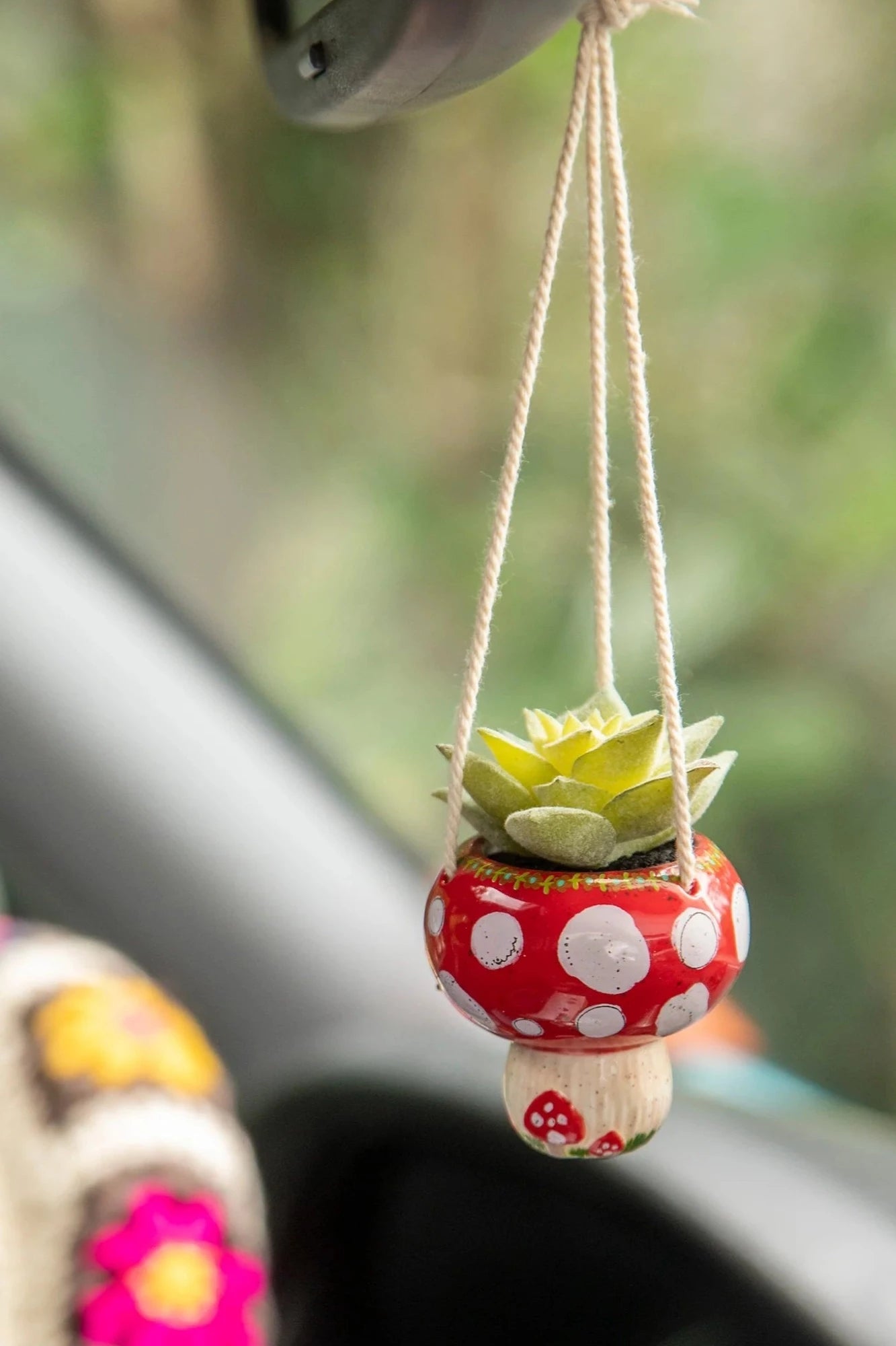 succulent car Natural Life Hanging Car Succulent- Mushroom
