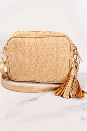 Margot Camera Style Straw Crossbody Bag