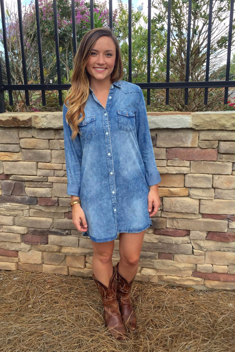Chambray Denim Dress – Free Souls Boutique