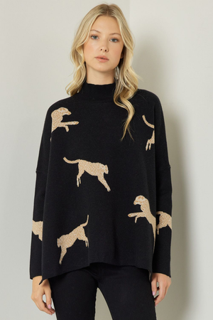 Cheetah Mock Neck Sweater