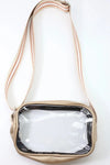 Edmund Clear Crossbody Bag With Glitter Striped Strap