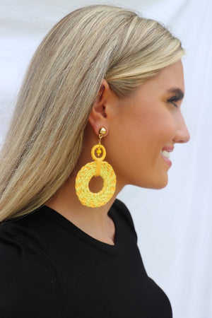 Raffia Flat Circle Earrings - Free Souls Boutique