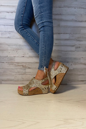 Carley Wedges- Gold Glitter