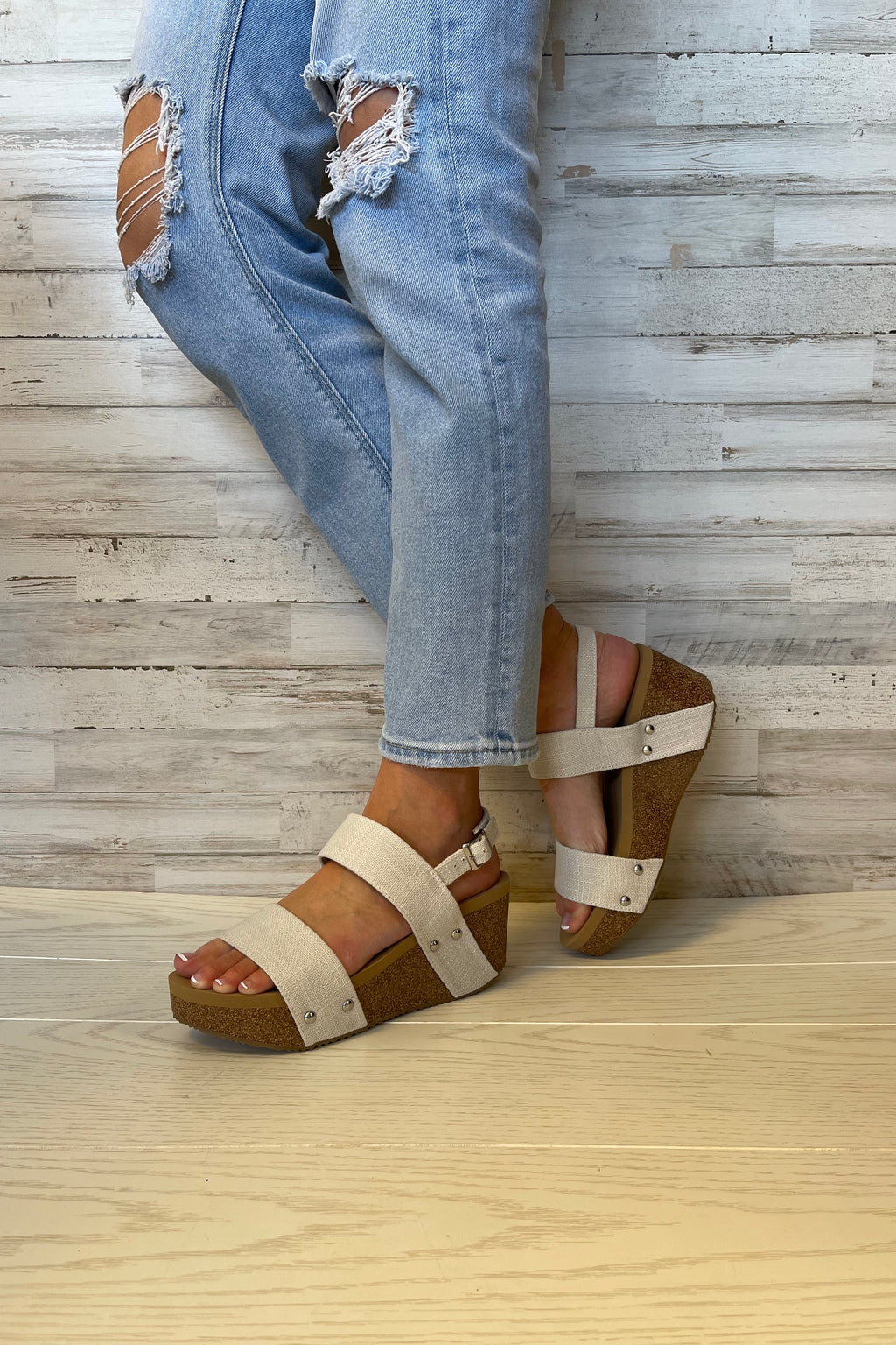 Summerlove Wedge- Bone Linen