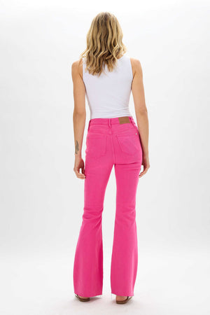 HW Garment Dyed Cut Hem Flare Jeans