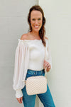 Margot Camera Style V-Pattern Quilted Crossbody Bag