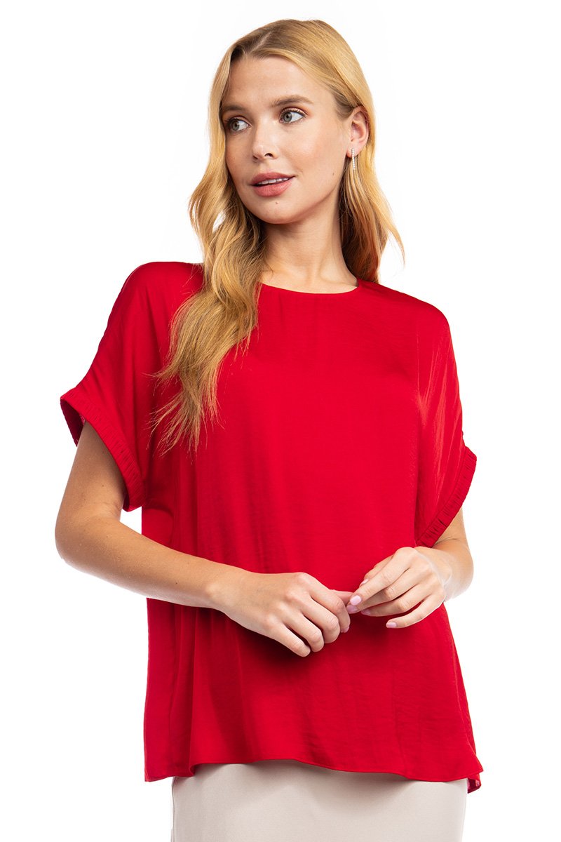 Round Neck Plisse Blouse