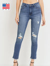 High Rise Destructed Skinny Jeans