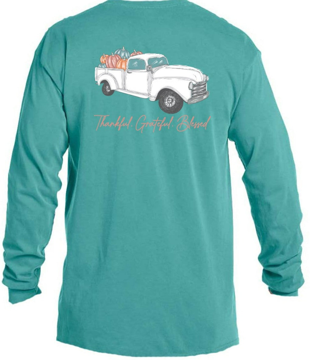 Thankful Grateful Blessed Truck LS Graphic Tee