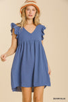 V-Neck Ruffle Sleeve Dress