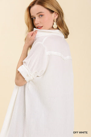 Gauze Button Midi Dress Kimono