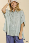 Pinstripe Dolman Button Top