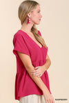 Woven V-Neck Babydoll Top