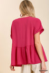 Woven V-Neck Babydoll Top