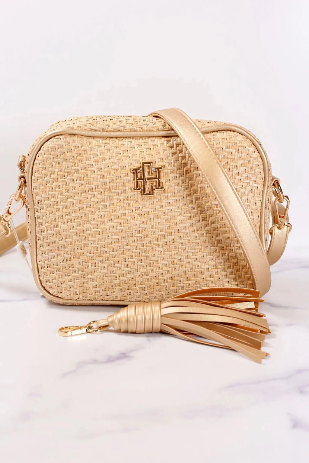 Margot Camera Style Straw Crossbody Bag