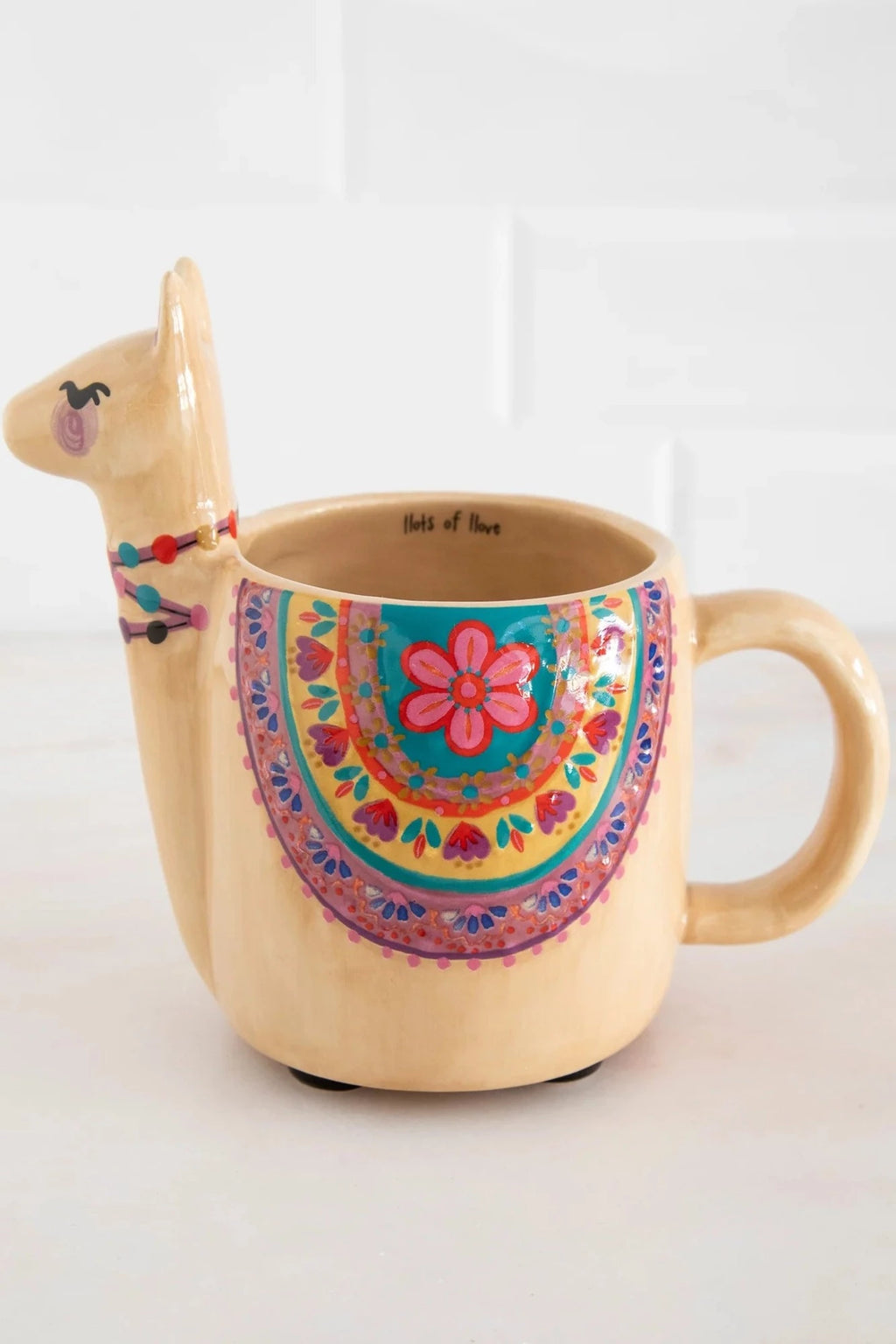 Natural Life Llama Folk Art Mug