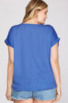 Plus Satin Ruched Front Top