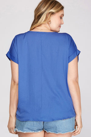 Plus Satin Ruched Front Top