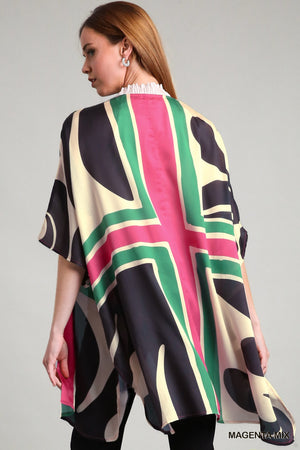 Satin Abstract Kimono