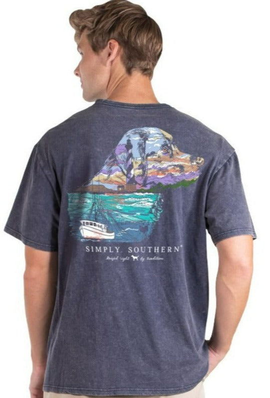 Guys SS Lighthouse Dog Silhouette Tee