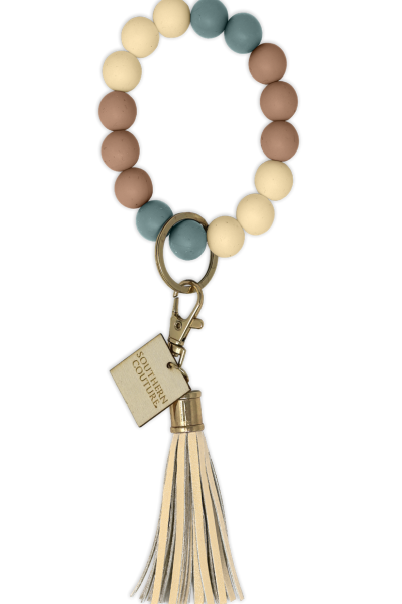 SC Silicone Beaded Tassel Bracelet Key Ring