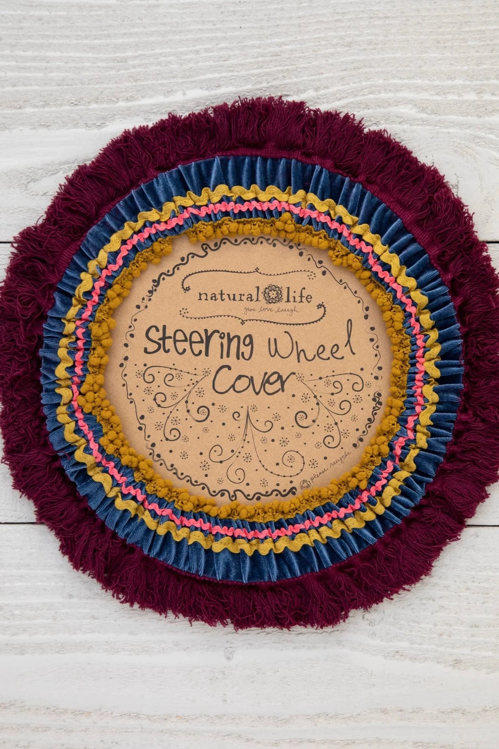 Natural Life Steering Wheel Cover- Velvet Berry