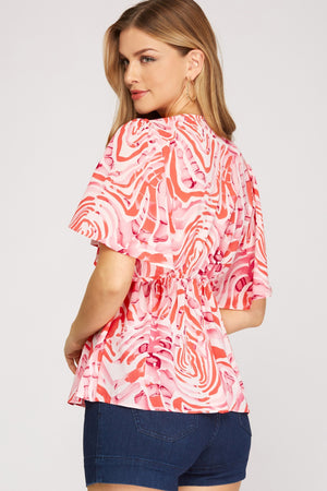 Plunge Print Top