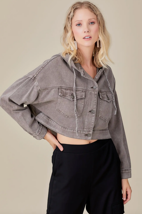 Hooded Denim Washed Jacket