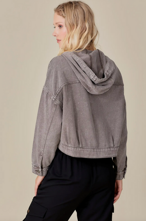 Hooded Denim Washed Jacket