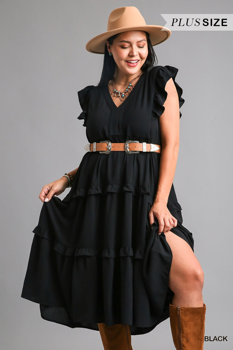 Plus Flutter Tier Midi Dress