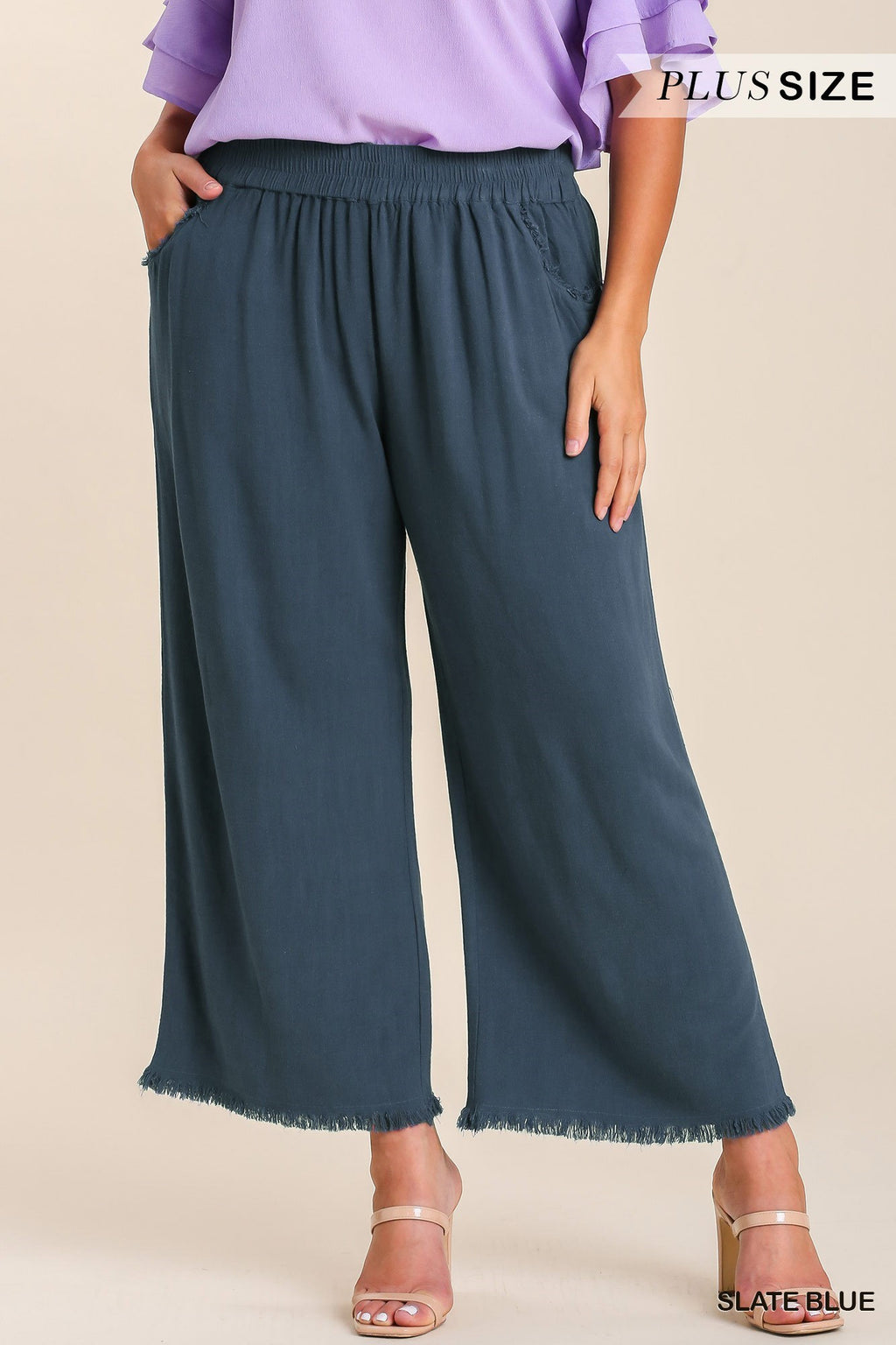 Plus Wide Leg Elastic Waist Pants