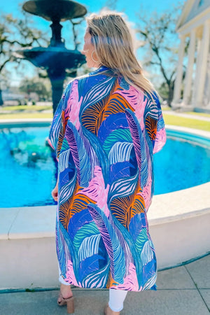 Siesta Key Palm Printed Kimono