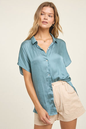 Satin Button Up Blouse