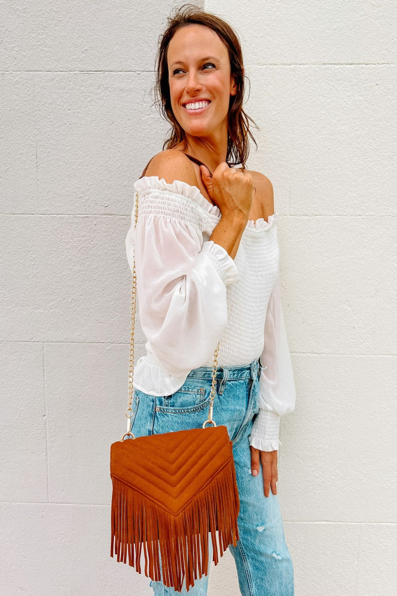 Russel Quilted Fringe Crossbody Bag
