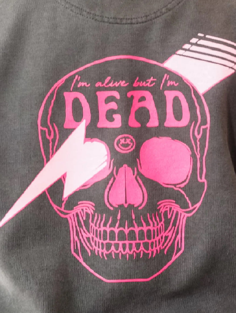 Alive But Dead Lightning Skull Comfort Colors Graphic Tee