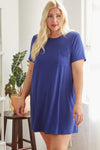 Plus Solid Front Pocket Mini Dress