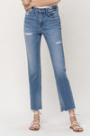 Patience High Rise Straight Raw Distressed Jeans
