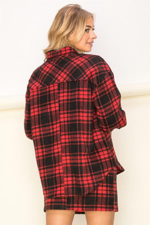 Basics Feel Plaid Flannel Shacket