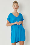 Solid VNeck Pocket Dress