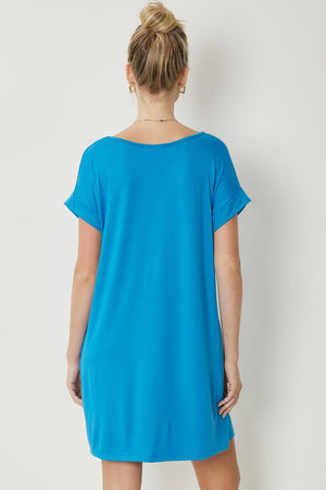 Solid VNeck Pocket Dress