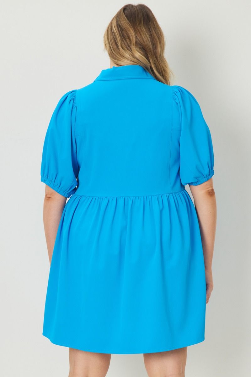 Plus Bubble Sleeve Snap Dress
