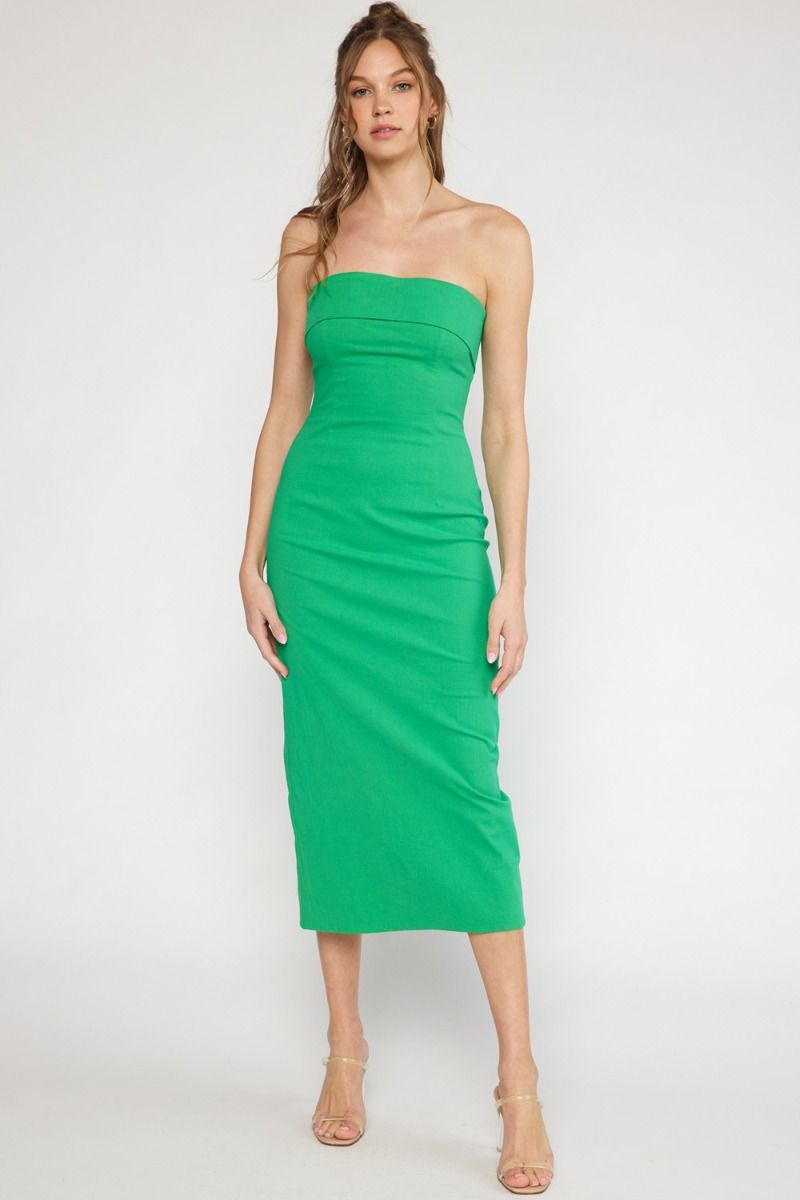 Foldover Strapless Maxi Dress