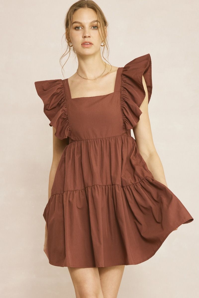 Square Neck Ruffle Babydoll Dress