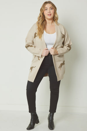 Plus Cheetah Open Front Cardigan