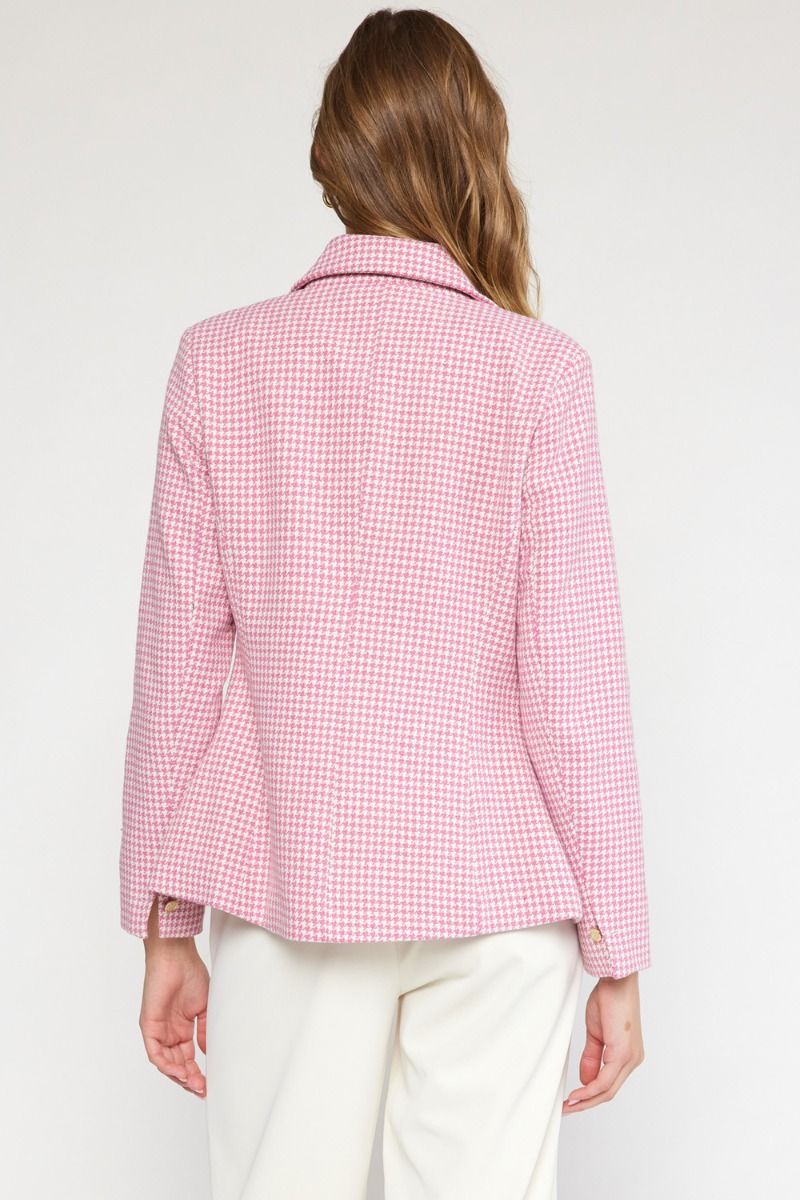 Pastel Houndstooth Blazer Jacket